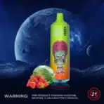 Colorful vape, strawberries, watermelon, space background.