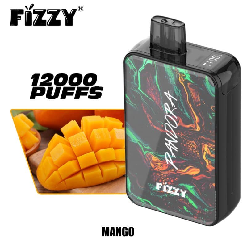 Fizzy vape, 12000 puffs, mango flavor.