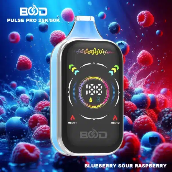 BOD Pulse Pro vape with berry background.
