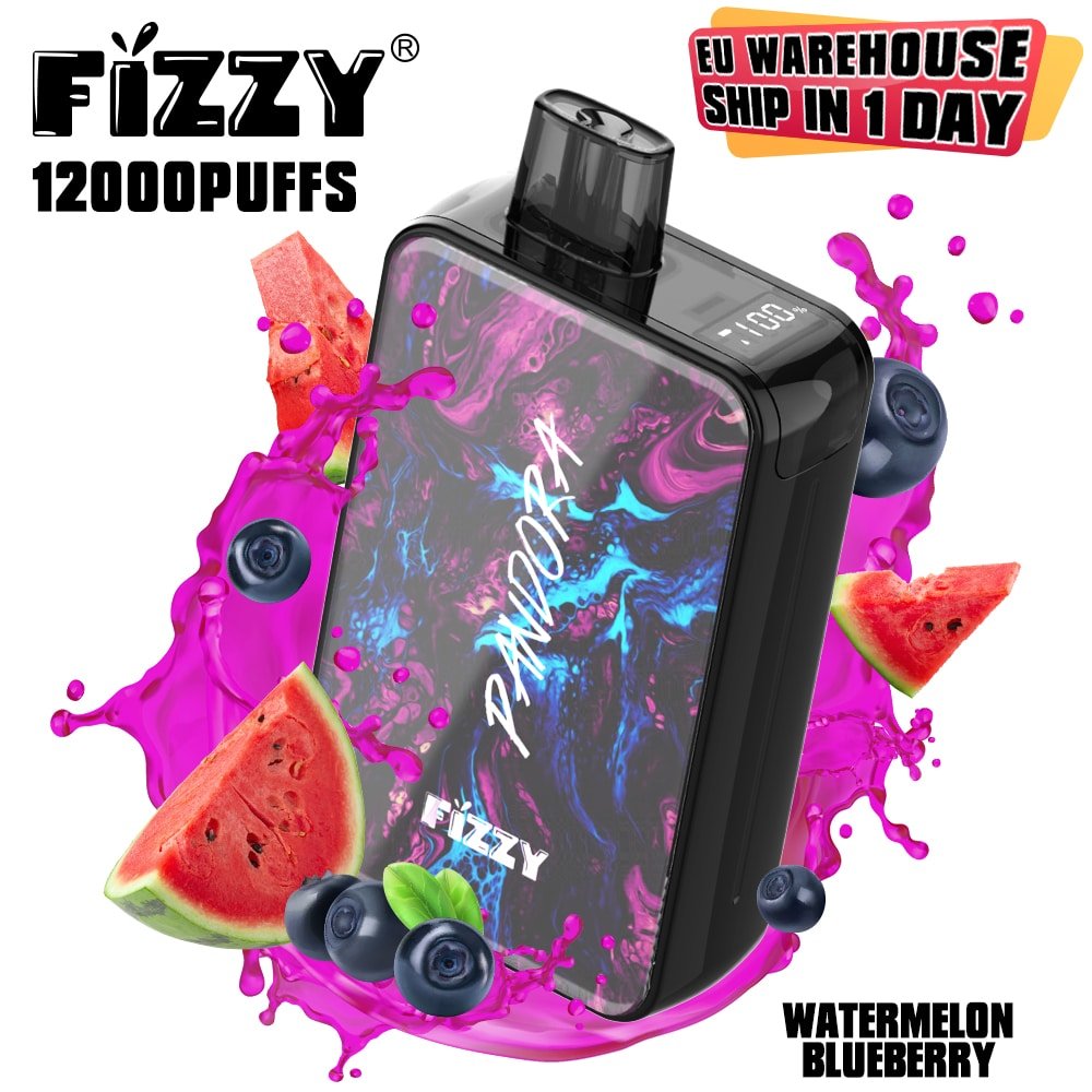 24 Fizzy vape, watermelon and blueberry flavor, 12000 puffs.