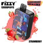 Fizzy vape device with strawberry flavor graphic.