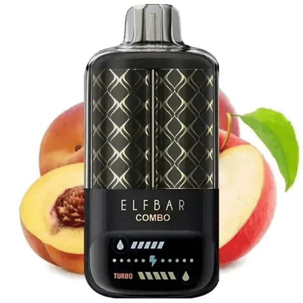 Apfel & saftiger Pfirsich-Geschmack Elfbar Combo 25000 Elf Bar vape product with peach flavor.
