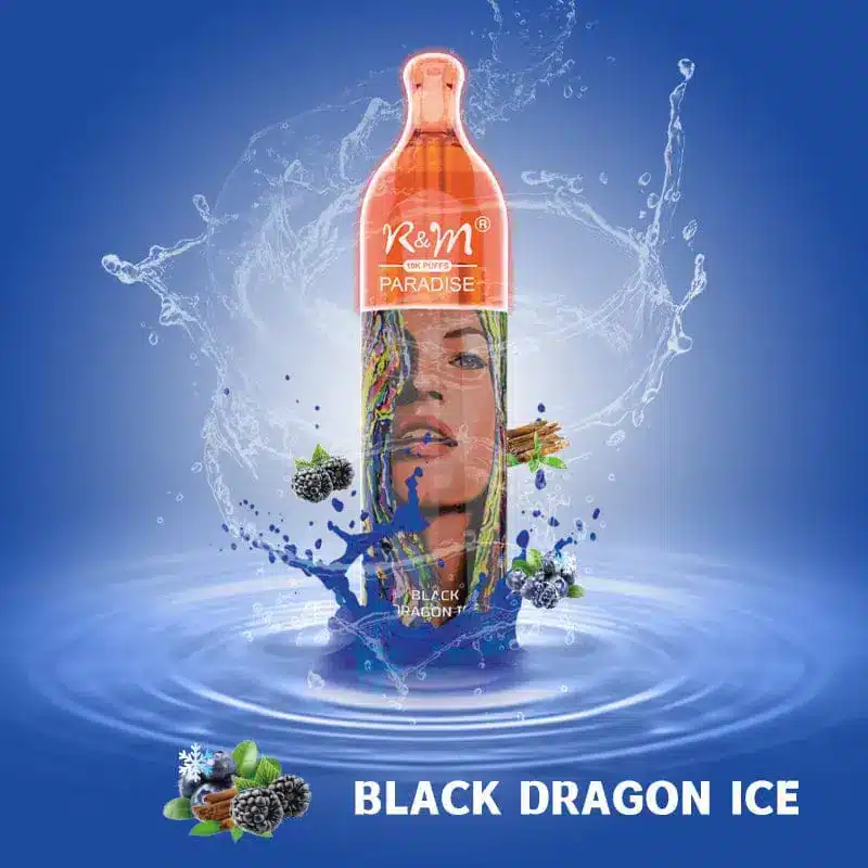 BLACK_DRAGON_ICE_1120x_4794a4ca-7468-40bd-8e51-da241c1f78d6.webp Colorful beverage bottle with splash, Black Dragon Ice.
