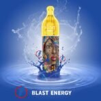 Colorful Blast Energy drink splash advertisement.