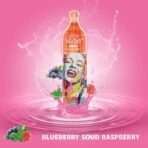 Colorful blueberry raspberry soda bottle splash artwork.