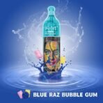 Blue Raz Bubble Gum vape splash, vibrant design.