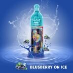 Blueberry ice-flavored beverage with colorful design.