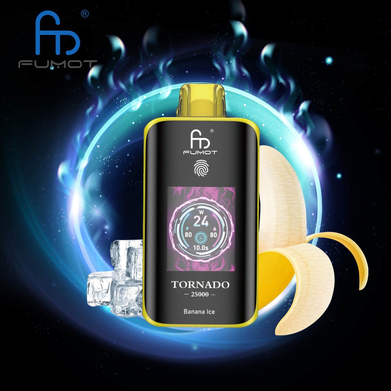 Banana-Ice.jpg Fumot Tornado vape with banana ice flavor.