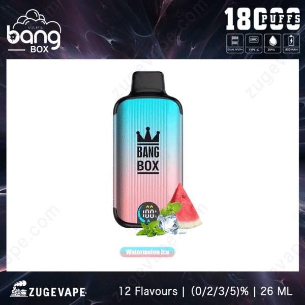 Bang Box Watermelon Ice vape, 18000 puffs, 26ml.