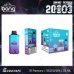Bang vape device, packaging, and flavor options.