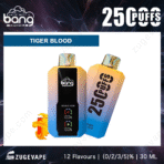 Bang disposable vape, Tiger Blood flavor, 2500 puffs.