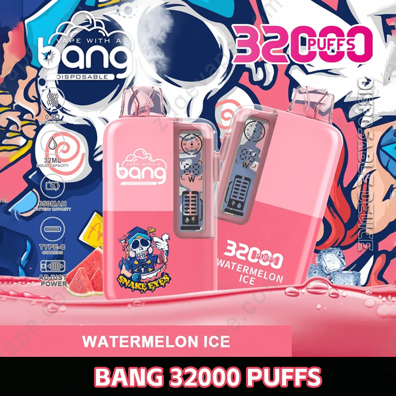Bang 32000 Puffs Bang disposable vape, watermelon ice flavor, 32000 puffs