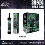 Bang vape Mint Ice flavor package display.