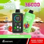 Bang vape, 36000 puffs, strawberry kiwi flavor.