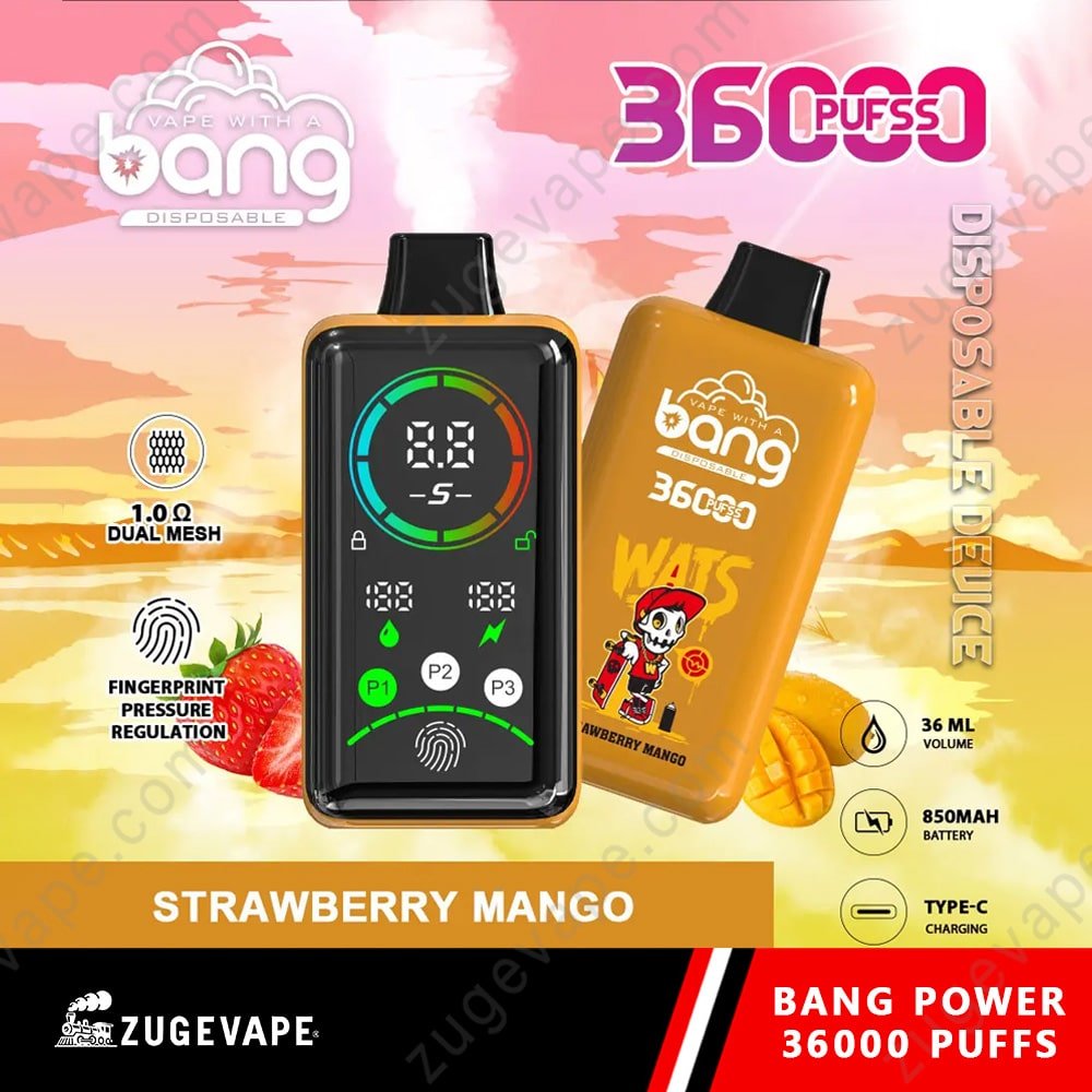 Bang-36000-Puffs-Power-Strawberry-Mango.jpg Bang disposable vape, strawberry mango flavor.
