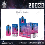 Blueberry Raspberry disposable vape, 20,000 puffs, 12 flavors.