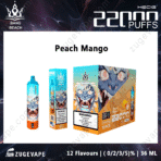 Peach Mango vape, 22000 puffs, Bang Beach brand.