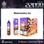 Watermelon Ice vape packaging, 2200 puffs, nicotine warning