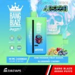 Bang Blaze vape, 40000 puffs, fruity flavors.