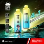 Bang Blaze vape, 60000 puffs, scenic background.