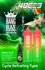 Bang Blaze Shisha 40000 puffs, watermelons, green background.