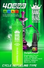 Green Bang Blaze shisha vape, 40,000 puffs, disposable.