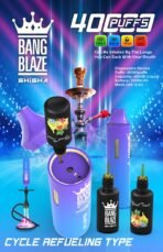 Bang Blaze Shisha device with refueling bottles.