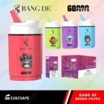 Bang De vape flavors, 60000 puffs, colorful packaging.