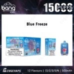 Blue Freeze vape, 15000 puffs, nicotine warning.