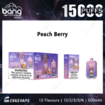 Peach Berry vape, 1500 puffs, nicotine warning.