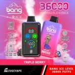 Bang disposable vape, 36000 puffs, triple berry flavor.