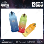 Colorful vape devices with various flavor labels.