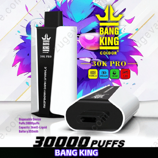 Bang King vape, 30000 puffs, colorful design.