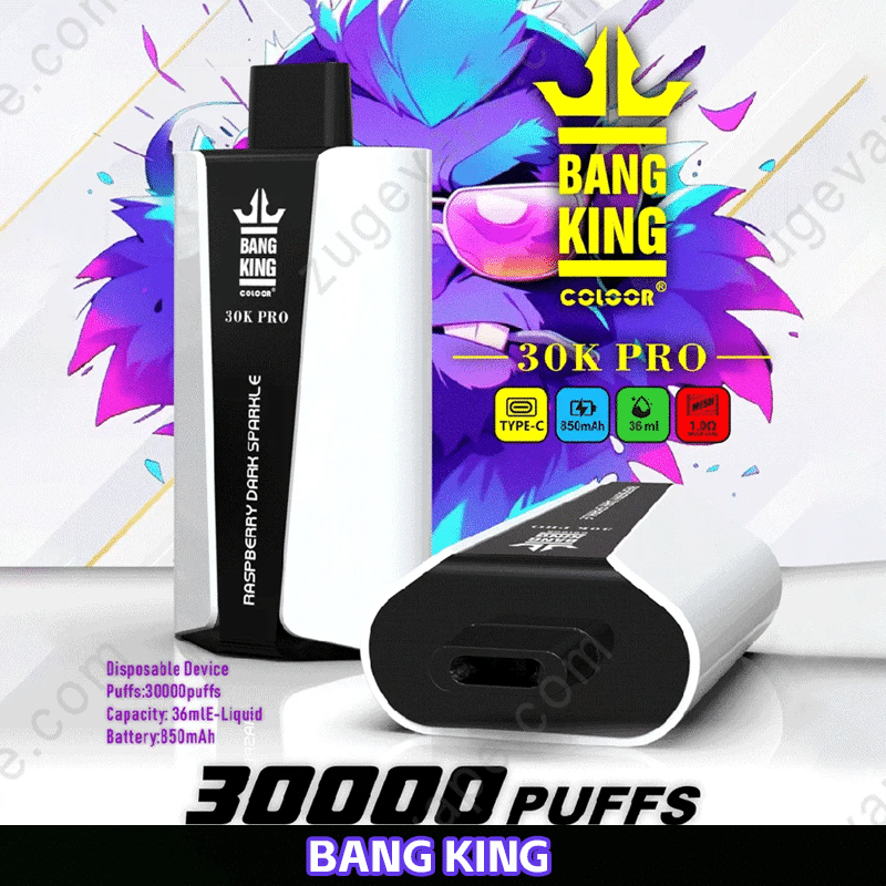 Bang King 30000 Bang King vape, 30000 puffs, colorful design.