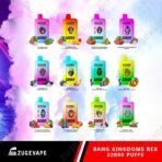 Bang Kingdoms Rex vape flavors, colorful packaging.