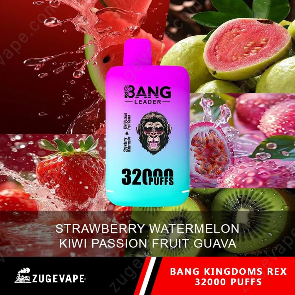 Bang-King-King-32000-Puffs-STRAWBERRY-WATERMELON-KIWI-PASSION-FRUIT-GUAVA.jpg Bang vape with fruit flavors, 32000 puffs