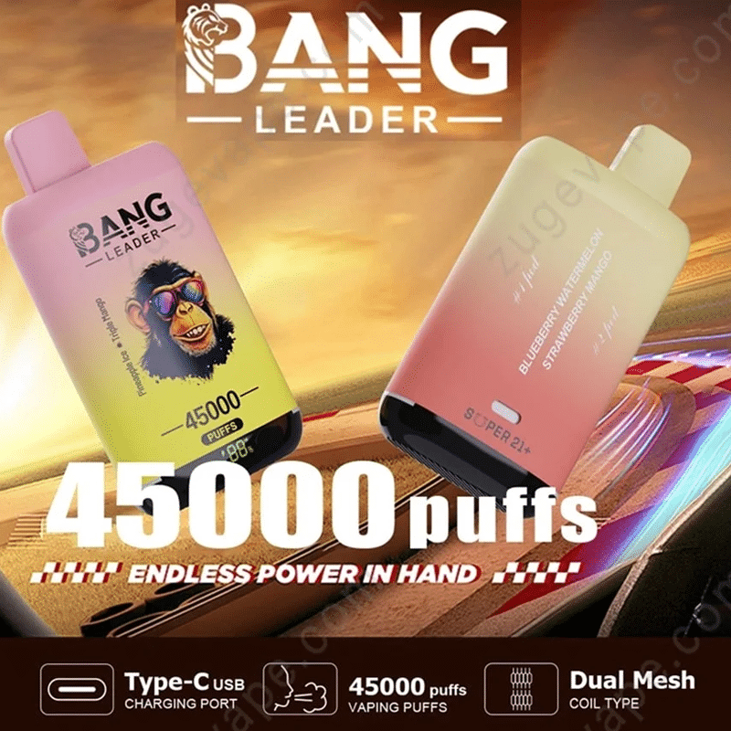 Bang Leader 45000 Puffs Bang Leader vape devices, 45000 puffs, USB charge.