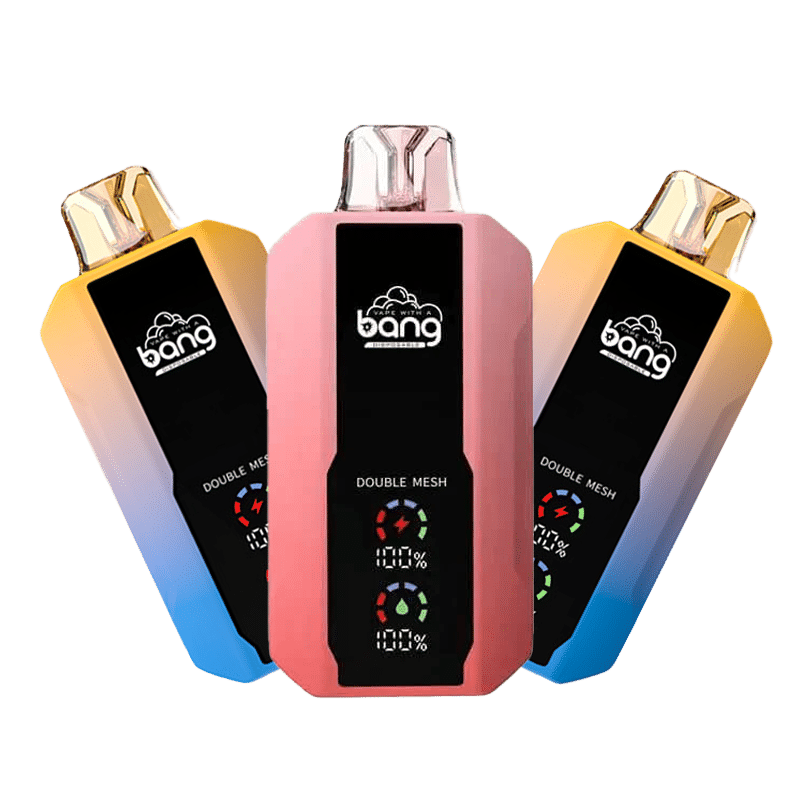 Colorful vape devices with digital displays.
