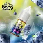 Bang blueberry ice vape juice bottle and blueberries.