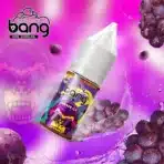 Grape ice vape juice with vibrant design and grapes.