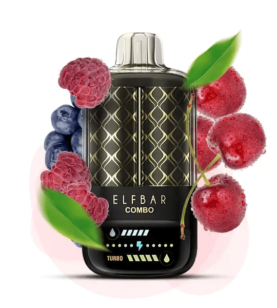Blaubeere, saure Himbeere und Kirschgeschmack Elfbar Combo 25000 Elf Bar Combo vape with berries and cherries