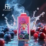 Colorful leopard-themed vape with fruits and smoke