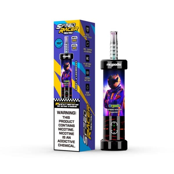 Speed Racer e-hookah with nicotine warning label.