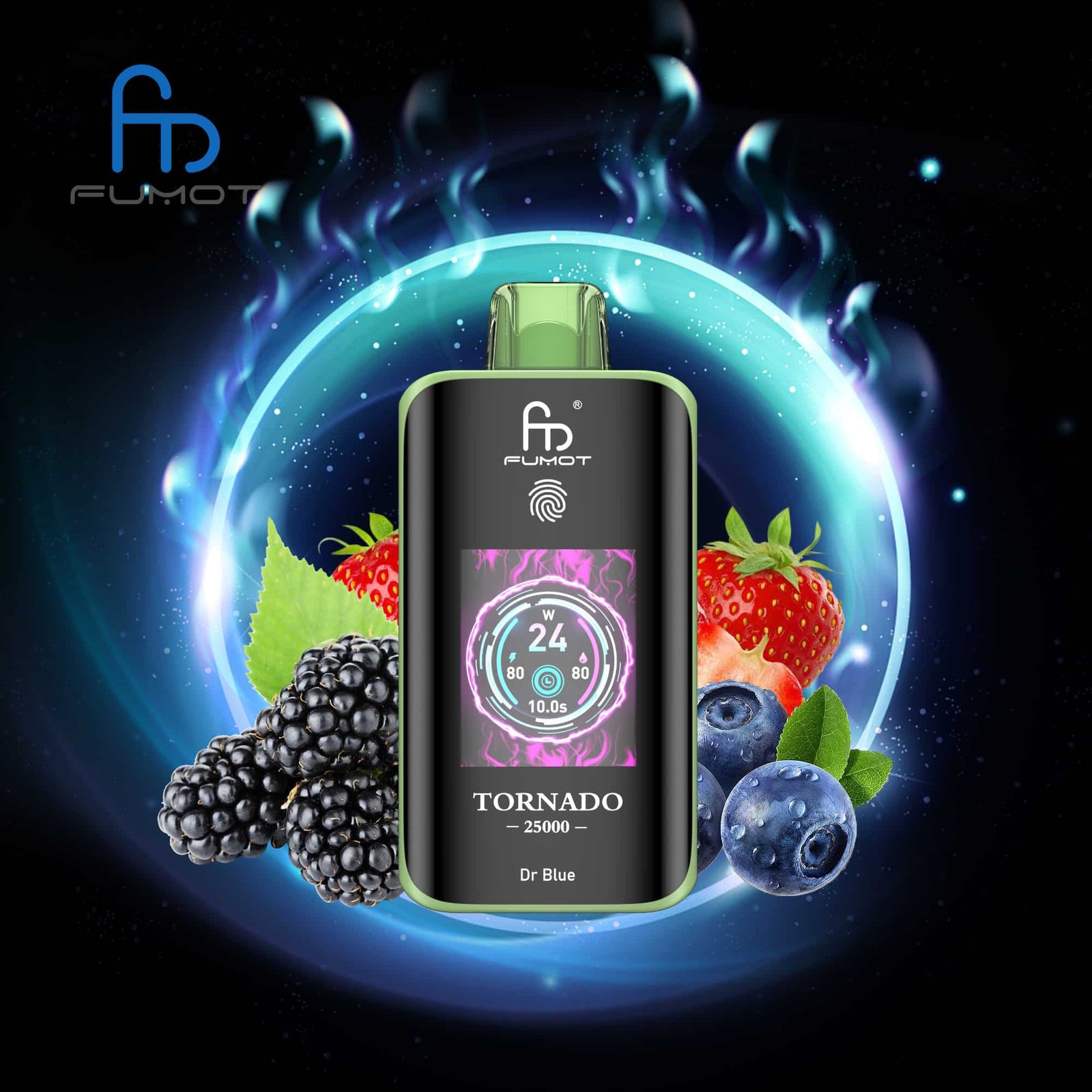 Dr-Blue-1.jpg Vape device with berries and swirling energy.