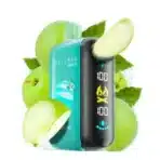 Green apple flavored vape device with digital display.