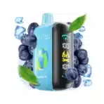 Blue vape device with blueberries and ice