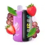 Elf Bar vape, strawberry and grape flavor, digital display.