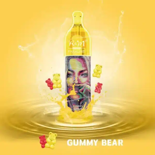 Colorful vape juice bottle with gummy bears