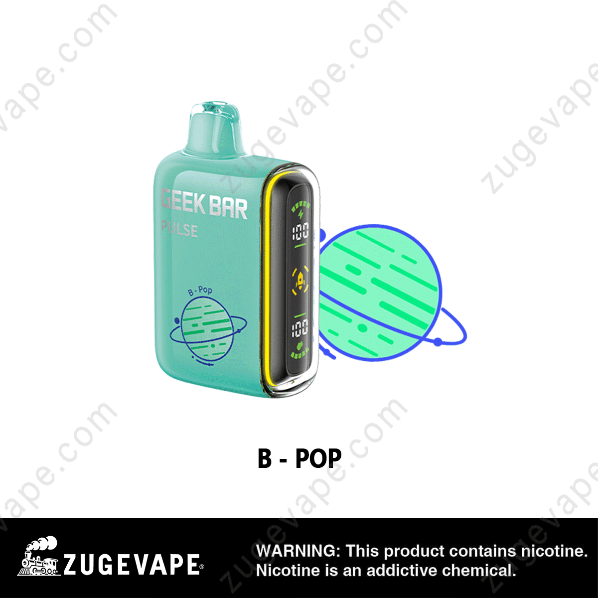 Geek-Bar-15000-Puffs-B-Pop.png Green Geek Bar Pulse vape with digital display.