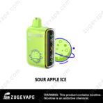 Green Geek Bar vape, Sour Apple Ice flavor.